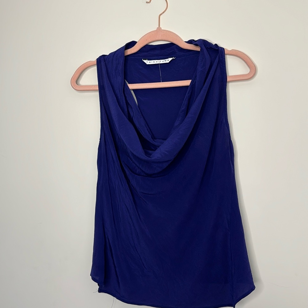 Trina Turk sheer royal purple top